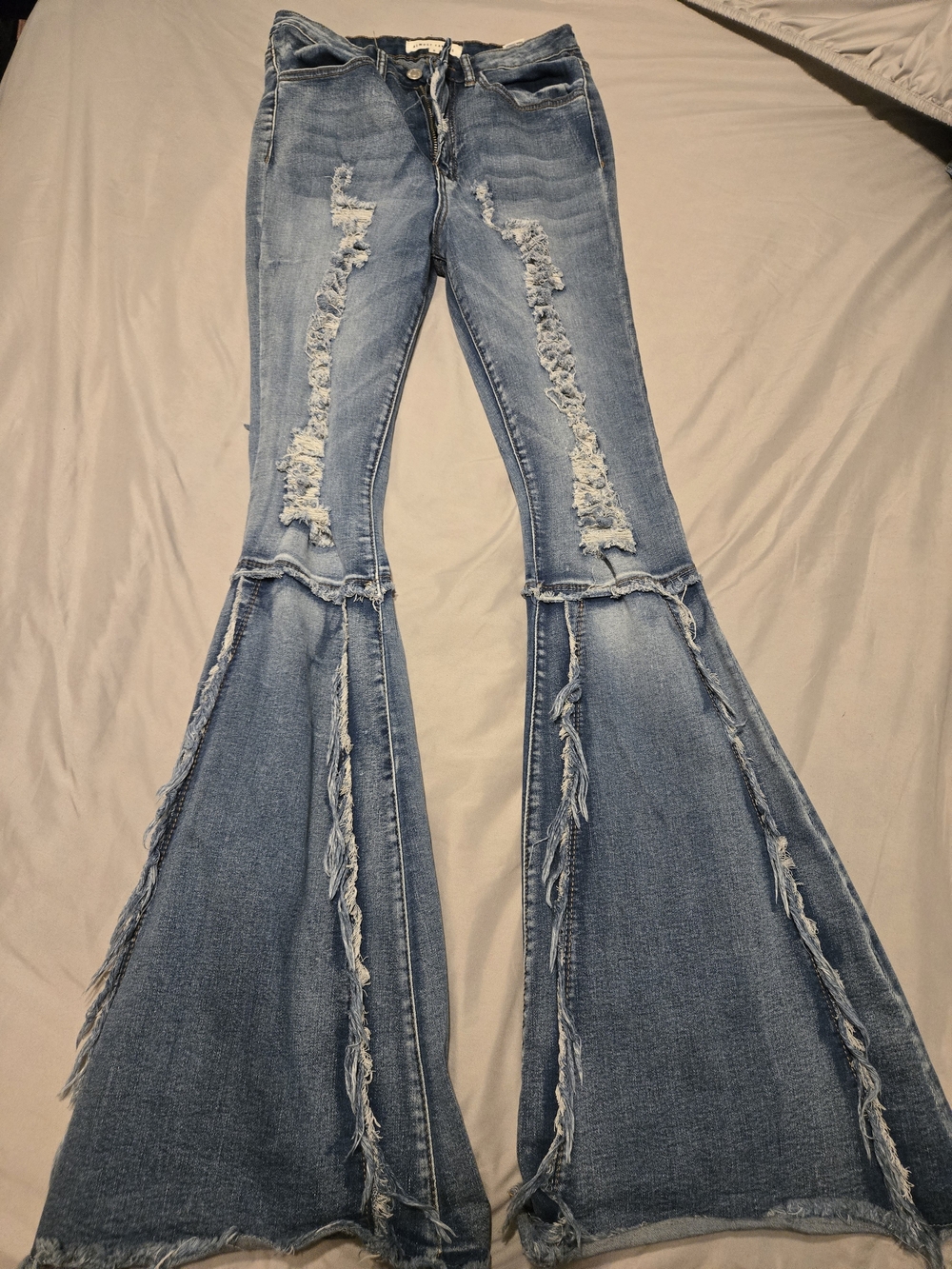 Almost Famous Light Blue Distressed Flare Jeans